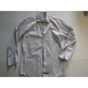 English Laundry Dress Shirt Mens 15.5 32/33 Gray Check Button Front Long Sleeve